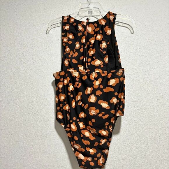 Shade & Shore One Piece Animal Print Built In Bra Lined Cheeky Swimsuit Large - Picture 6 of 11